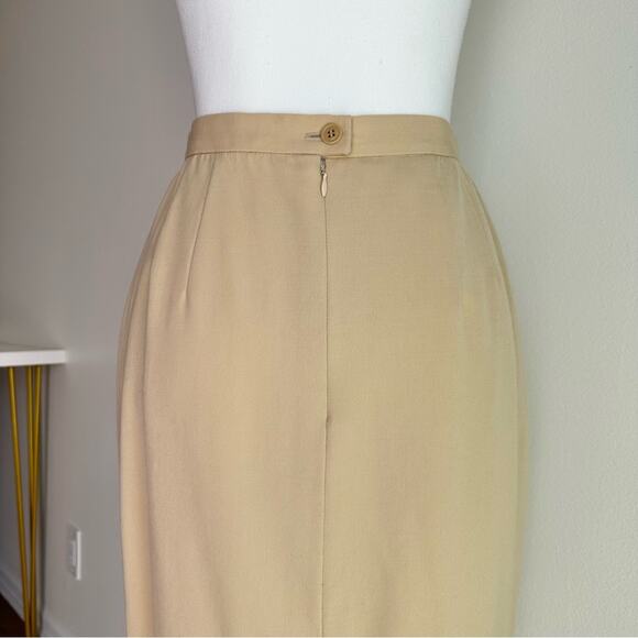 Vintage Escada Margaretha Ley Wool Pencil Skirt High Waist Cream Designer Small - Picture 4 of 10